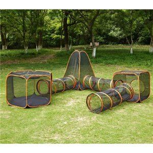 6-in-1 Cat Tent with Cat Tunnel for Indoor and Outdoor, Portable Cat Playpen